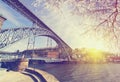 Douro riverside with the Dom Luiz bridge at spring , Porto , Portugal