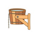 Dousing with cold water. Bucket for hardening procedures. Hand drawn vector illustration Royalty Free Stock Photo