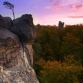 Dovbush rocks, scenic autumn  scenery, scenic nature landscape, Carpathian mountains. Ukraine, Europe Royalty Free Stock Photo