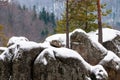 Dovbush rocks in winter