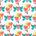 Dove birds seamless pattern background birdie illustration of cartoon flying animal.