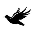 Dove black icon on white background. Pigeon silhouette Royalty Free Stock Photo