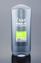 Dove body and face wash isolated on gray background. Royalty Free Stock Photo