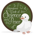 Dove with Button like Chalkboard for Science and Peace Week, Vector Illustration