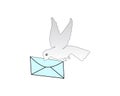 Dove carrying envelope icon in outline style isolated vector illustration Royalty Free Stock Photo