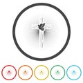 Dove and christian cross icon. Set icons in color circle buttons Royalty Free Stock Photo