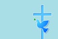Dove and cross symbol as religion and christianity concept Royalty Free Stock Photo
