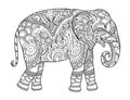 Drawing zentangle elephant, for coloring book for adult or other decorations Royalty Free Stock Photo