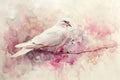 A dove, emblem of purity, painted in delicate watercolors to reflect its sacredness