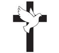 Dove flying with a Symbol of Religion. Cross. Dove Of Peace. Vector. Holy Spirit. Church logo. Royalty Free Stock Photo