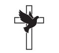 Dove flying with a Symbol of Religion. Cross. Dove Of Peace. Vector illustration. Holy Spirit Royalty Free Stock Photo