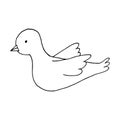 dove hand drawn doodle. vector, scandinavian, nordic, minimalism. icon, sticker. bird.
