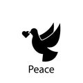 dove, heart, peace icon. Element of Peace and humanrights icon. Premium quality graphic design icon. Signs and symbols collection