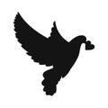 Dove with heart simple icon