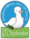 Dove Holding a Olive Branch and Sign for Peace Day, Vector Illustration Royalty Free Stock Photo