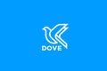 Dove Logo Bird Fying Linear Outline Design style vector template