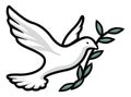 Dove with Olive Branch Isolated Vector Illustration