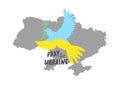 Dove of peace on the background of the map of Ukraine Royalty Free Stock Photo