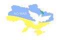 Dove of peace on the background of the map of Ukraine. No war. Freedom and independence of Ukraine symbol
