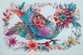 Dove of Peace bird naive funky hand drawn style art