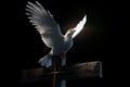 The dove of peace on a christian cross. Concept for catholic religion and holy week. Generative ai Royalty Free Stock Photo