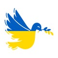 Dove of peace in colors of the Ukrainian flag. Ukraine and Russia military conflict