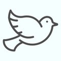 Dove of peace line icon. Flying bird vector illustration isolated on white. Dove outline style design, designed for web Royalty Free Stock Photo