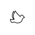 Dove of peace line icon. Outline bird sign