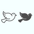 Dove of peace line and solid icon. Flying bird vector illustration isolated on white. Dove outline style design Royalty Free Stock Photo