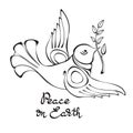 Dove of peace with olive branch. Traditional peace symbol. Vector. Royalty Free Stock Photo
