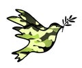 Dove of Peace, peaceful solutions of compromise symbol with military pattern