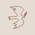 Dove of peace pigeon bird boho handdrawn style vector illustration art