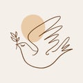 Dove of peace pigeon bird boho handdrawn style vector illustration art