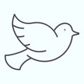 Dove of peace thin line icon. Flying bird vector illustration isolated on white. Dove outline style design, designed for Royalty Free Stock Photo