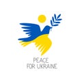 Dove of Peace in Ukranian flag colors blue and yellow