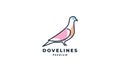 Dove or pigeon line abstract colorful logo vector illustration design Royalty Free Stock Photo