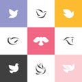 Dove. Set of elegant vector icons and logos
