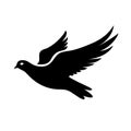 Dove black icon on white background. Pigeon silhouette Royalty Free Stock Photo