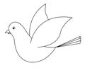 Dove. Sketch. The bird flaps its wings. Pigeon is a symbol of peace. Snow-white bird. Vector illustration. Coloring book.
