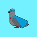 Dove superhero. Super pigeon In raincoat and mask. Superpowers Bird. Cartoon style vector