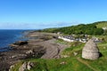 Dovecot by Dunure castle and view Dunure village