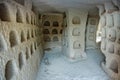 Dovecote inside, which is made in the ancient cave dwellings of people. Pigeon Valley, Cappadocia, Anatolia, Turkey Royalty Free Stock Photo