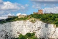 Dover castle on white cliffs, England Royalty Free Stock Photo