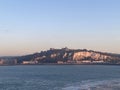 Dover, Dover Castle and the White Cliffs over the English Channel Royalty Free Stock Photo