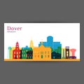 Dover city architecture silhouette. Colorful skyline.