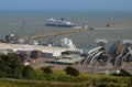 Dover,England White cliffs and Dover harbor along the coast of English channel