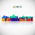 Dover skyline silhouette in colorful geometric style.