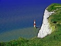 Dover white cliffs with lighthouse Royalty Free Stock Photo