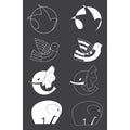 Doves and elephants emblem set