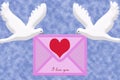 Doves and an envelope. Royalty Free Stock Photo